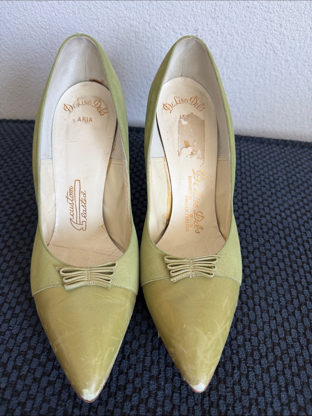 Vintage DeLiso Debs by Palter Deliso Green Pointed Toe Pumps 1950's